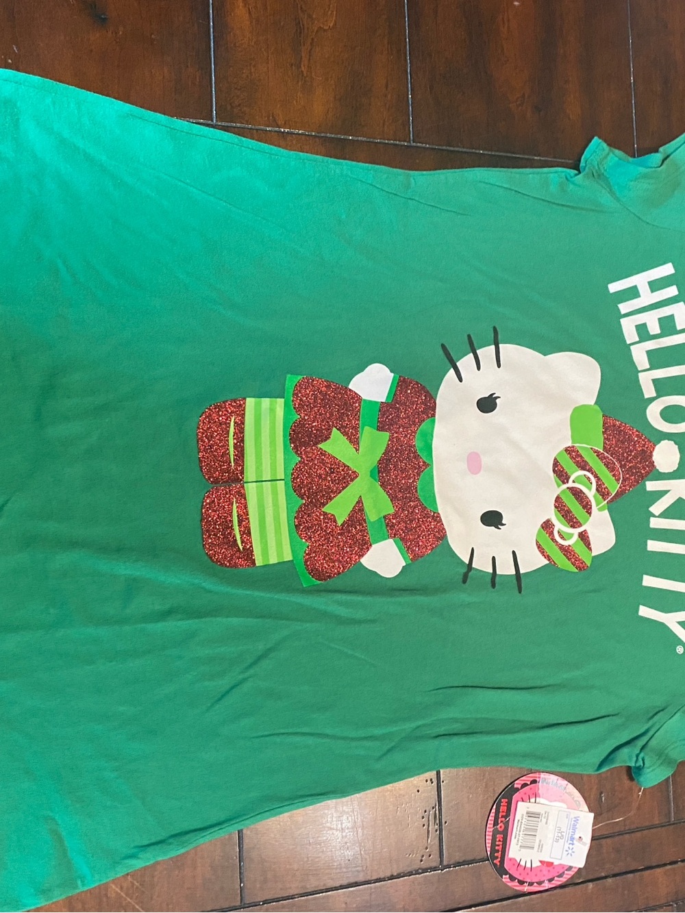 Hello Kitty Green Holiday Glitter Graphic Tee